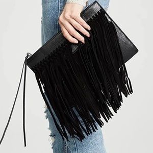 Black fringe Rebecca minkoff clutch bag